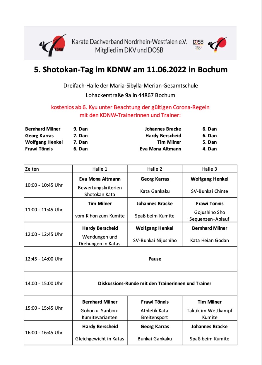 Shotokan-Tag im KDNW am 11.06.2022 in Bochum